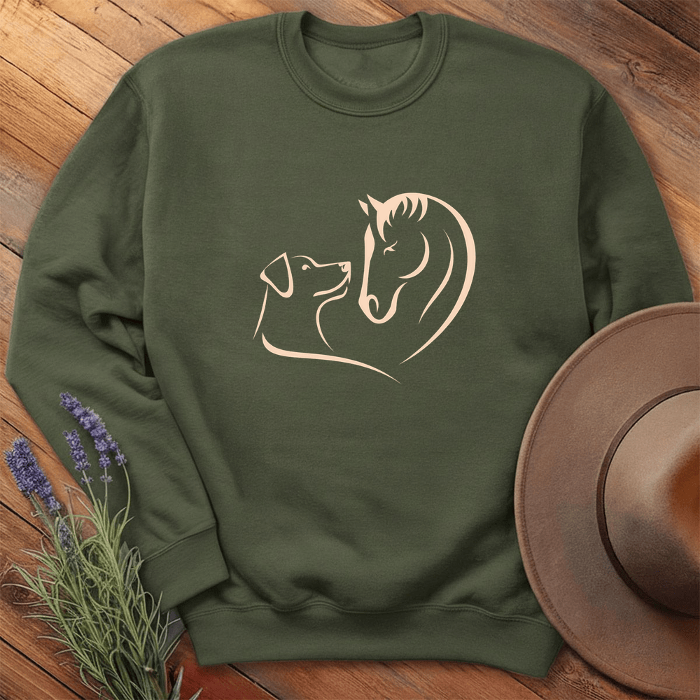 Horse & Dog Love - Sweatshirt - Military Green