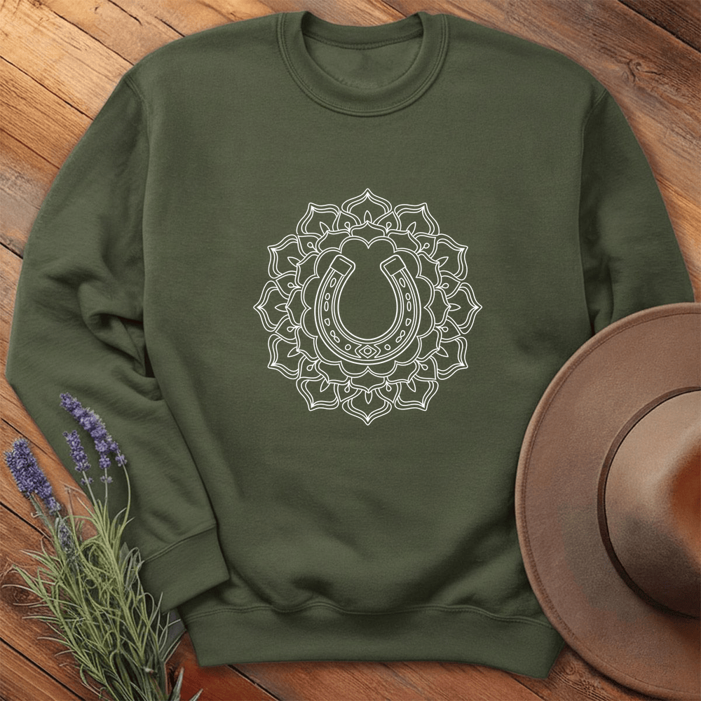 Mandala Horseshoe - Sweatshirt - Military Green
