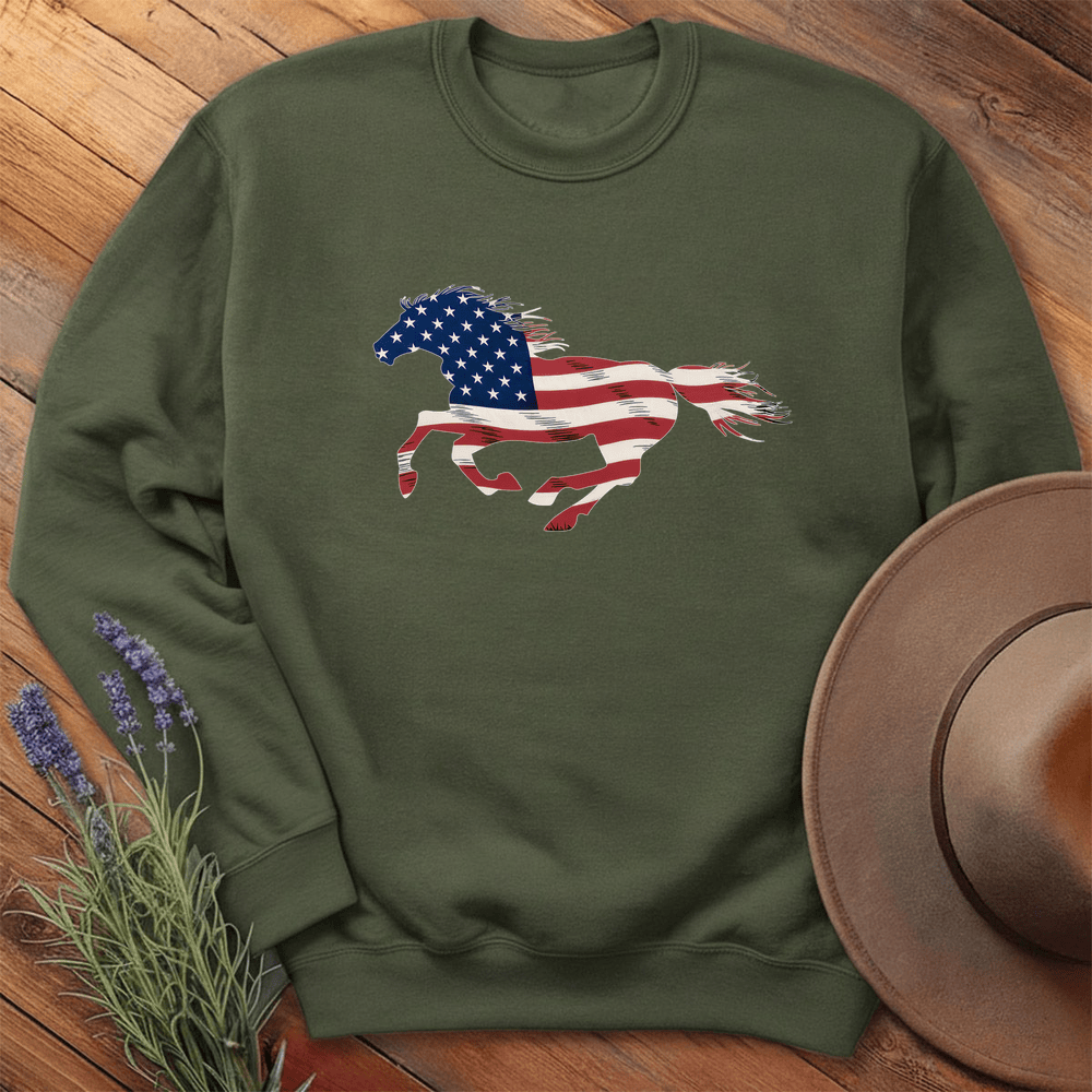 Horse USA - Sweatshirt - Military Green