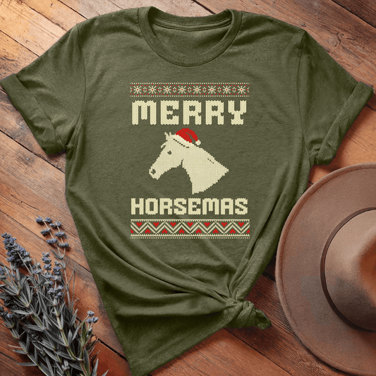 Xmas Horse Knit - Military Green