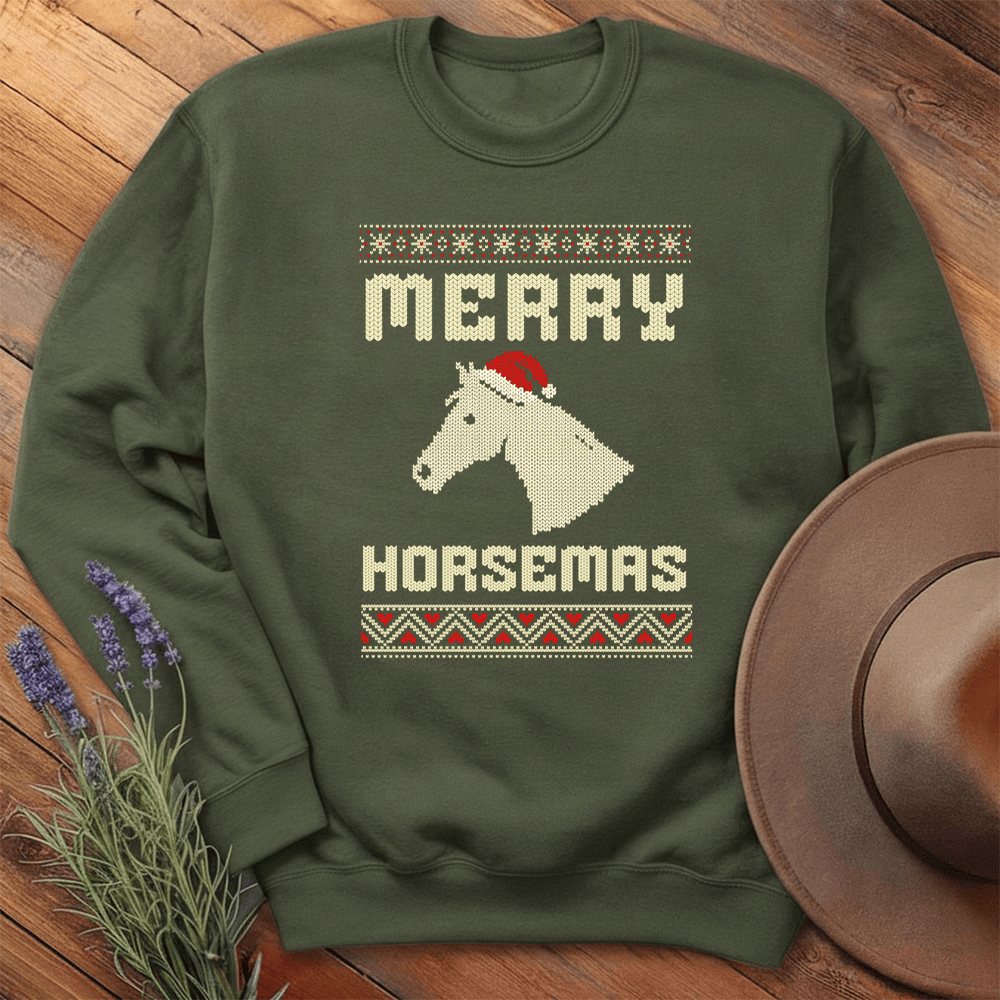 Xmas Horse Knit - Sweatshirt - Military Green