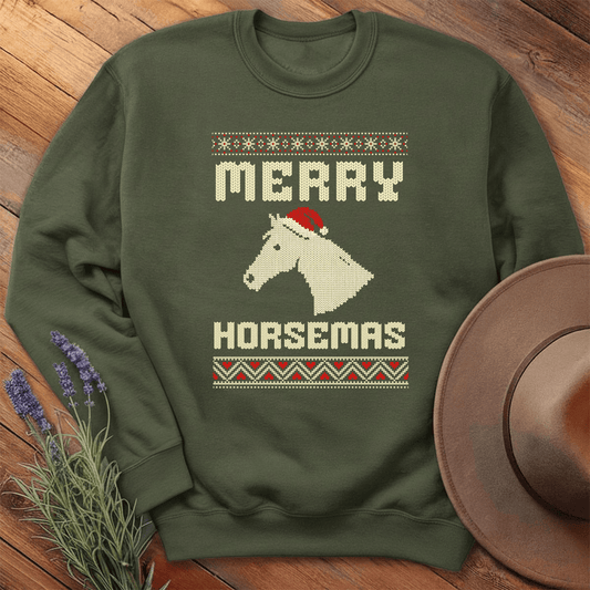 Xmas Horse Knit - Sweatshirt - Military Green