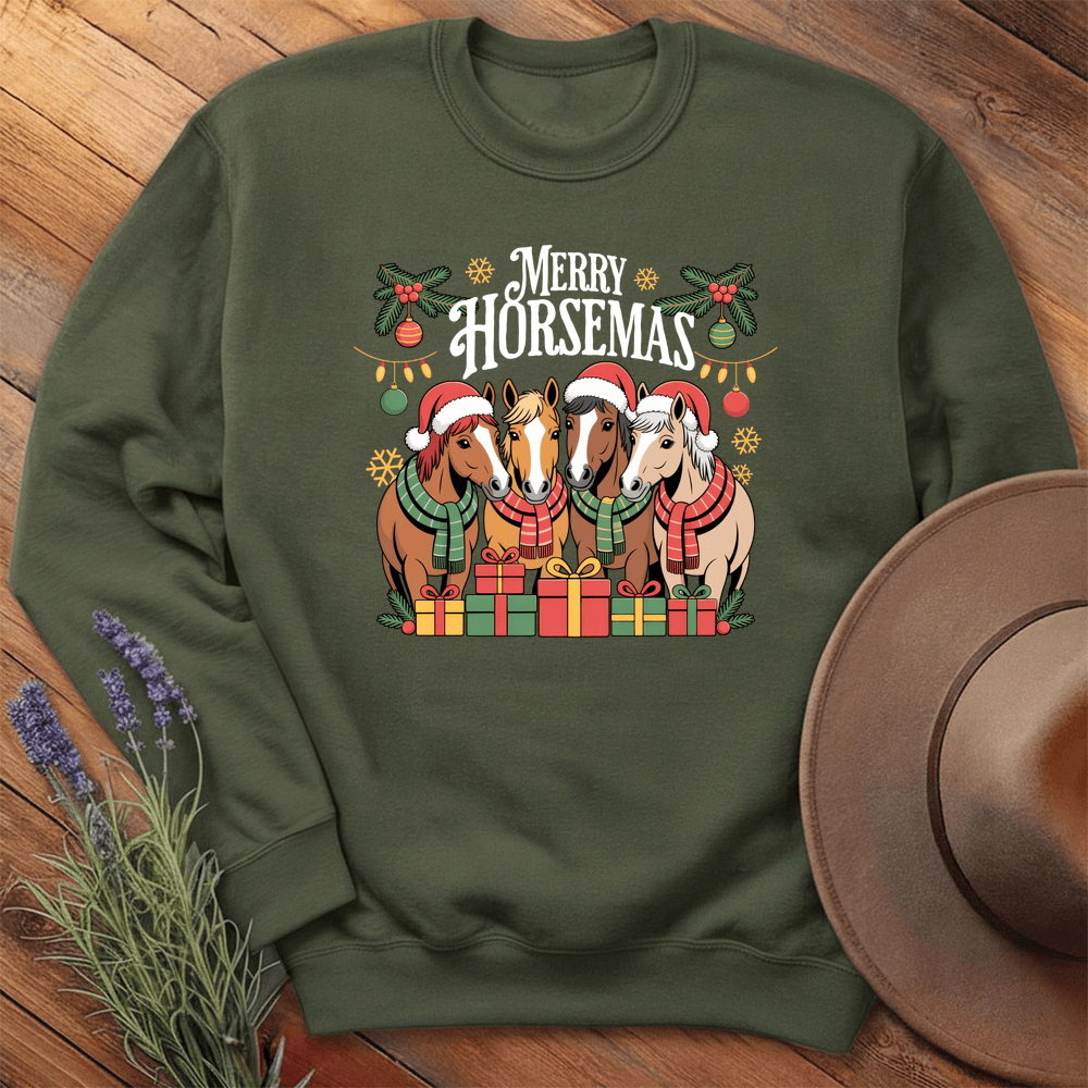 Merry Horsemas - Sweatshirt - Military Green