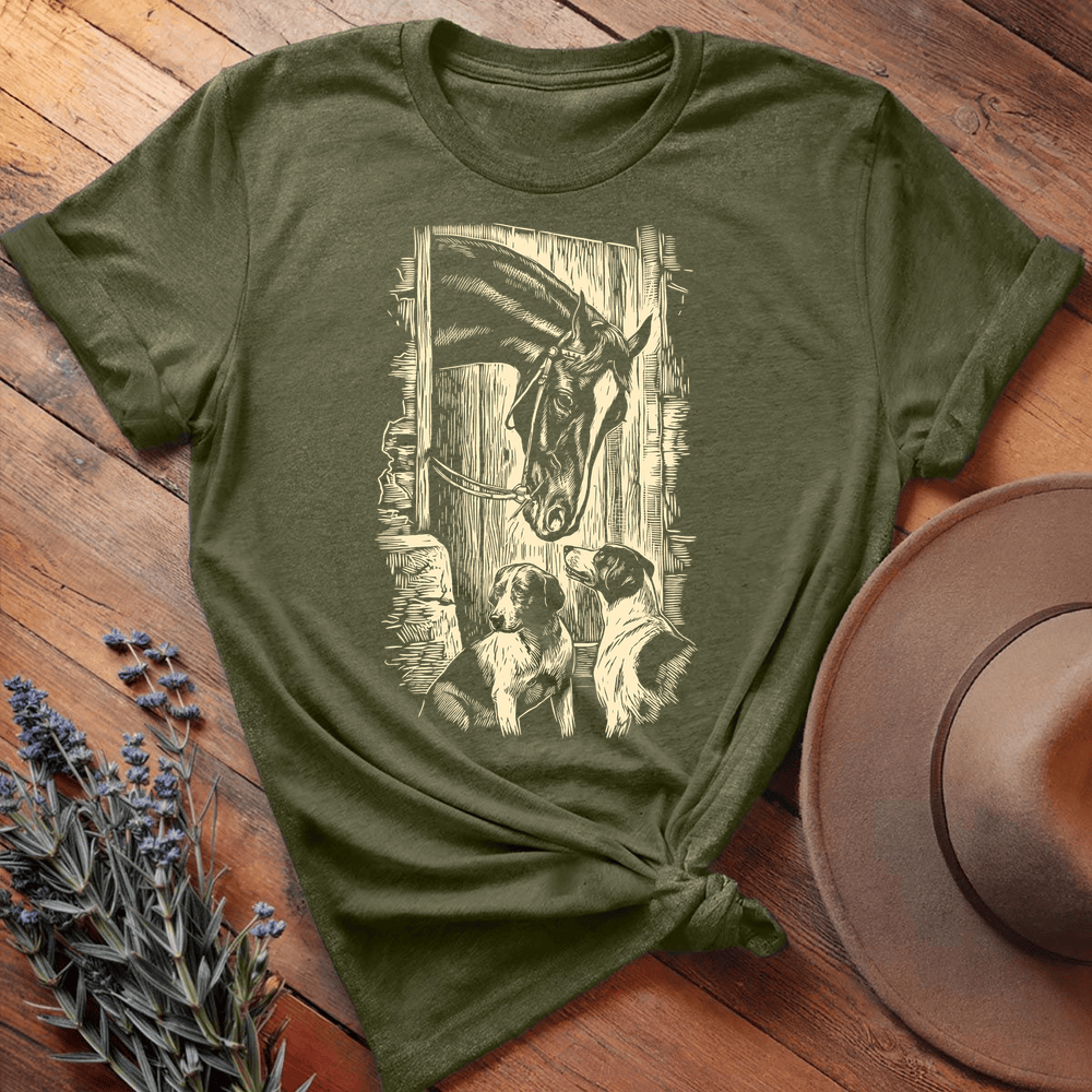 Vintage Horse & Dog 3 - Military Green