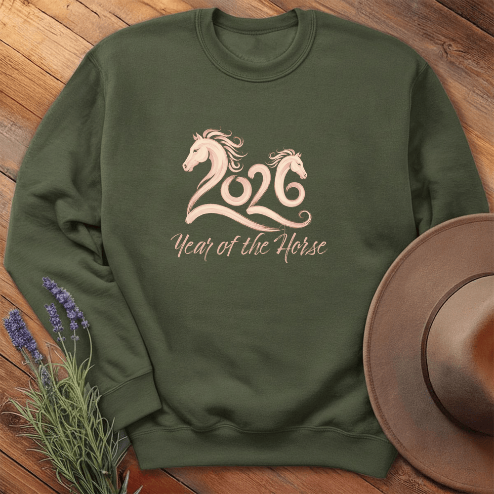 Year Of The Horse 3 - Sweatshirt - Military Green