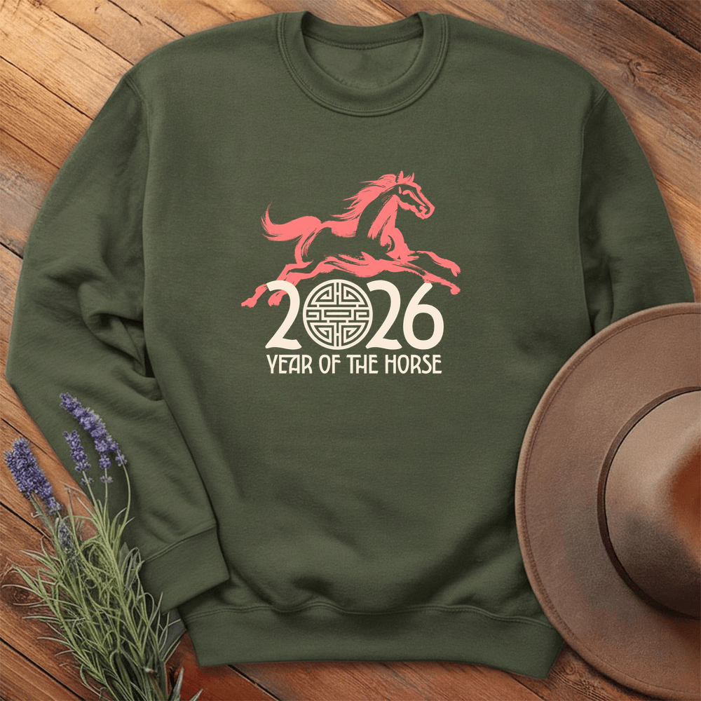 Year Of The Horse 10 - Sweatshirt - Military Green
