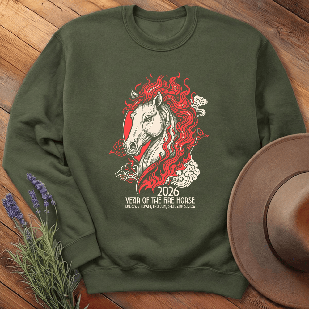 Year Of The Horse 11 - Sweatshirt - Military Green