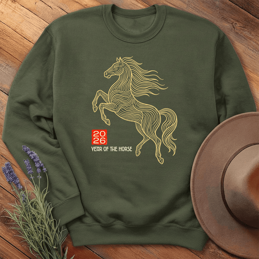 Year Of The Horse 7 - Sweatshirt - Military Green