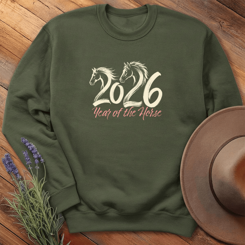 Year Of The Horse 2 - Sweatshirt - Military Green