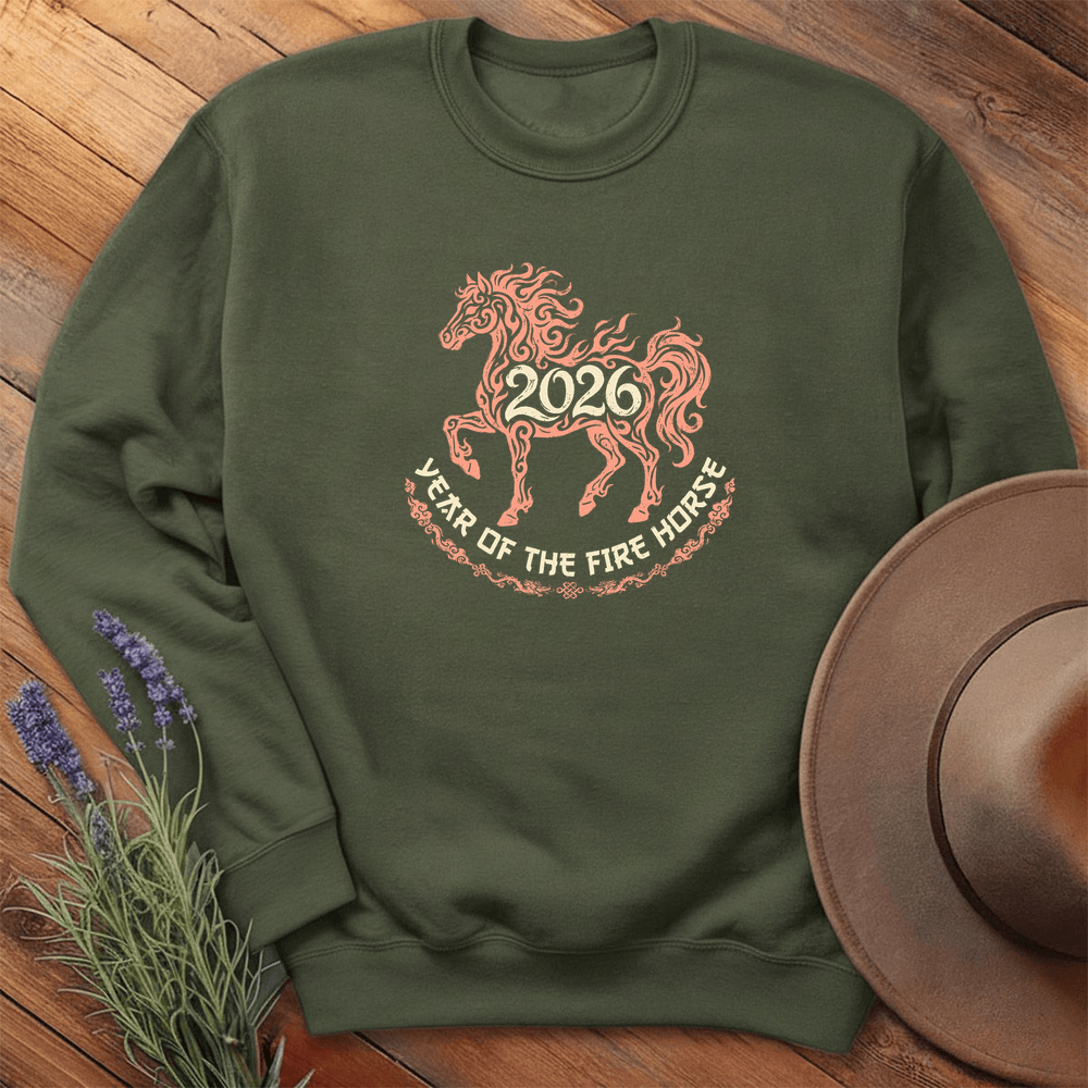 Year Of The Fire Horse 4 - Sweatshirt - Military Green