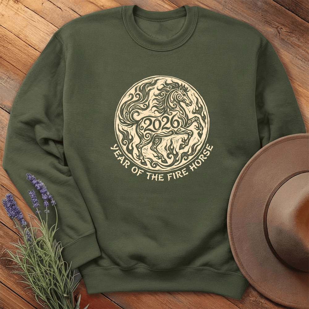 Year Of The Fire Horse 2 - Sweatshirt - Military Green
