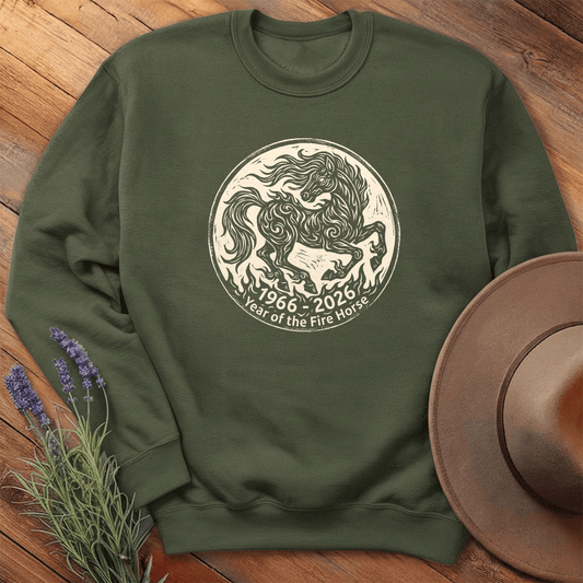 Year Of The Fire Horse 3 - Sweatshirt - Military Green
