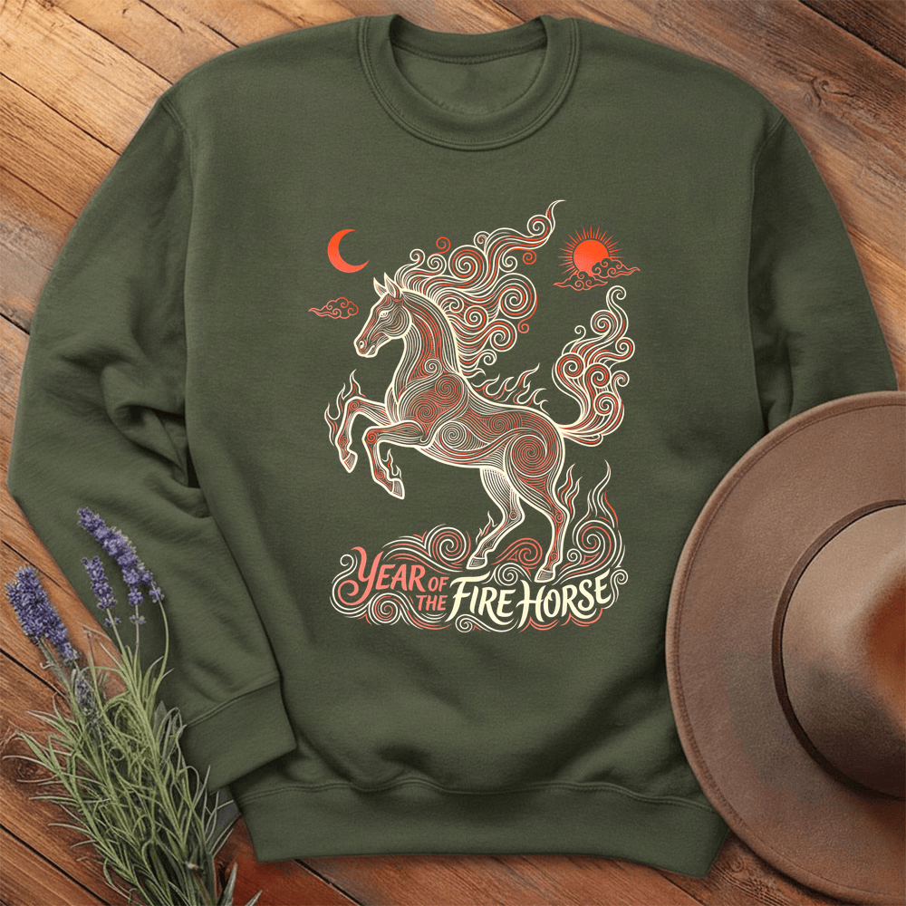 Year Of The Fire Horse 11 - Sweatshirt - Military Green