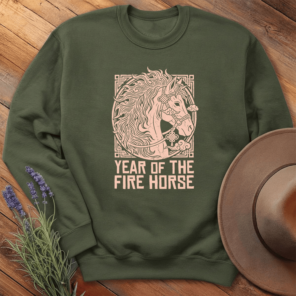 Year Of The Fire Horse 9 - Sweatshirt - Military Green