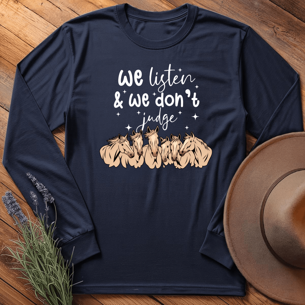 We listen & we don't judge - Long Sleeves - Navy