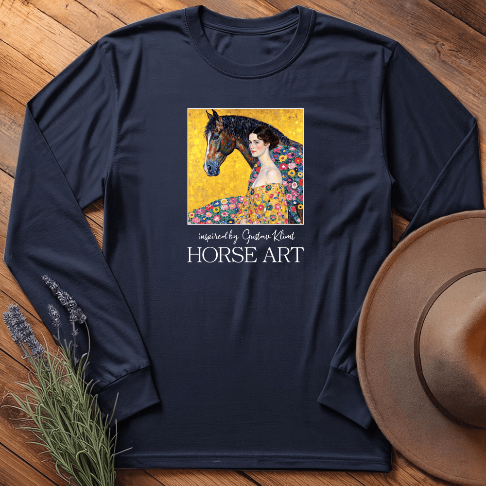Horse Art Klimt - Long Sleeves - Navy