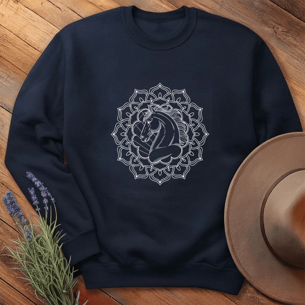 Mandala Horse Head - Sweatshirt - Navy