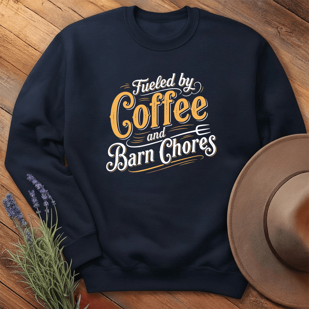 Fueled by Coffee and Barn Chores - Sweatshirt - Navy