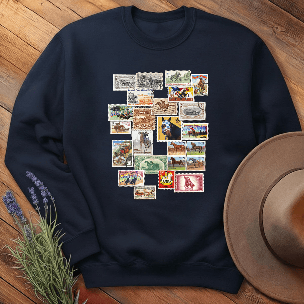 Horses Stamps USA - Sweatshirt - Navy