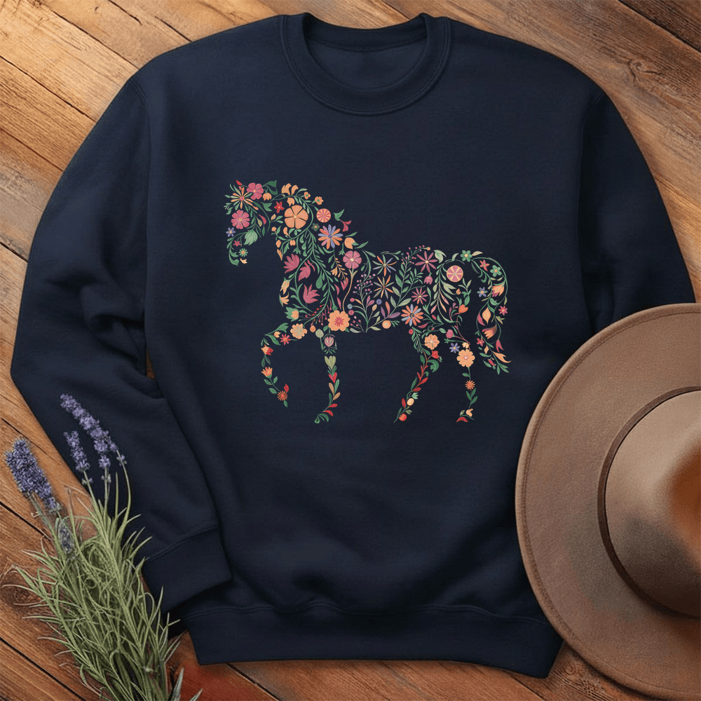 Flower Horse - Sweatshirt - Navy