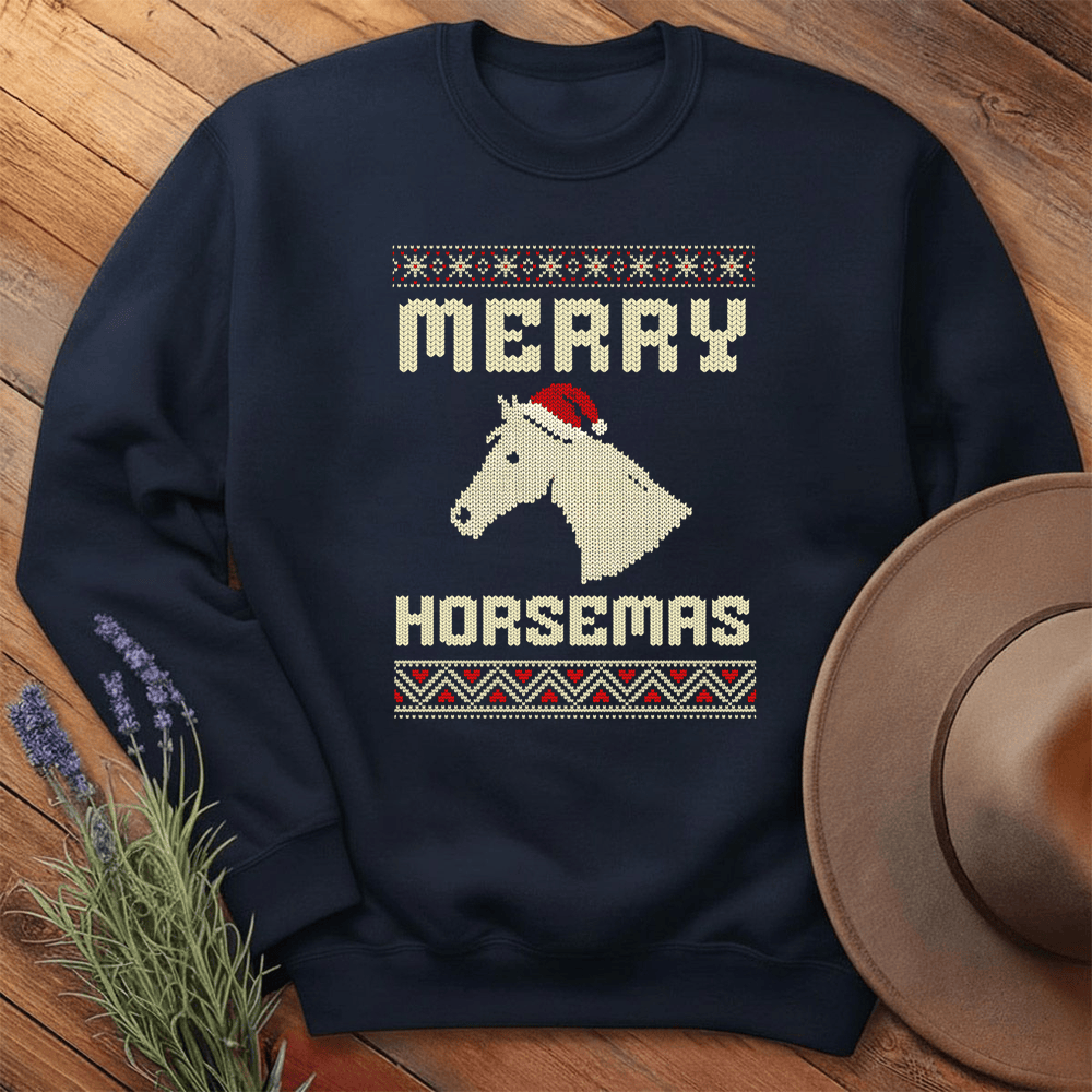 Xmas Horse Knit - Sweatshirt - Navy