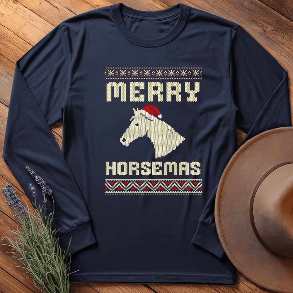 Xmas Horse Knit - Long Sleeve - Navy