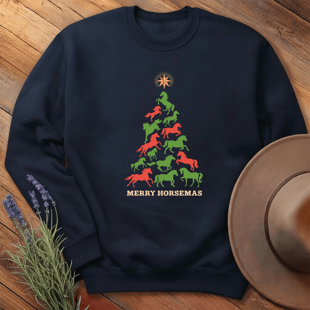 Horse Christmas Tree - Sweatshirt - Navy