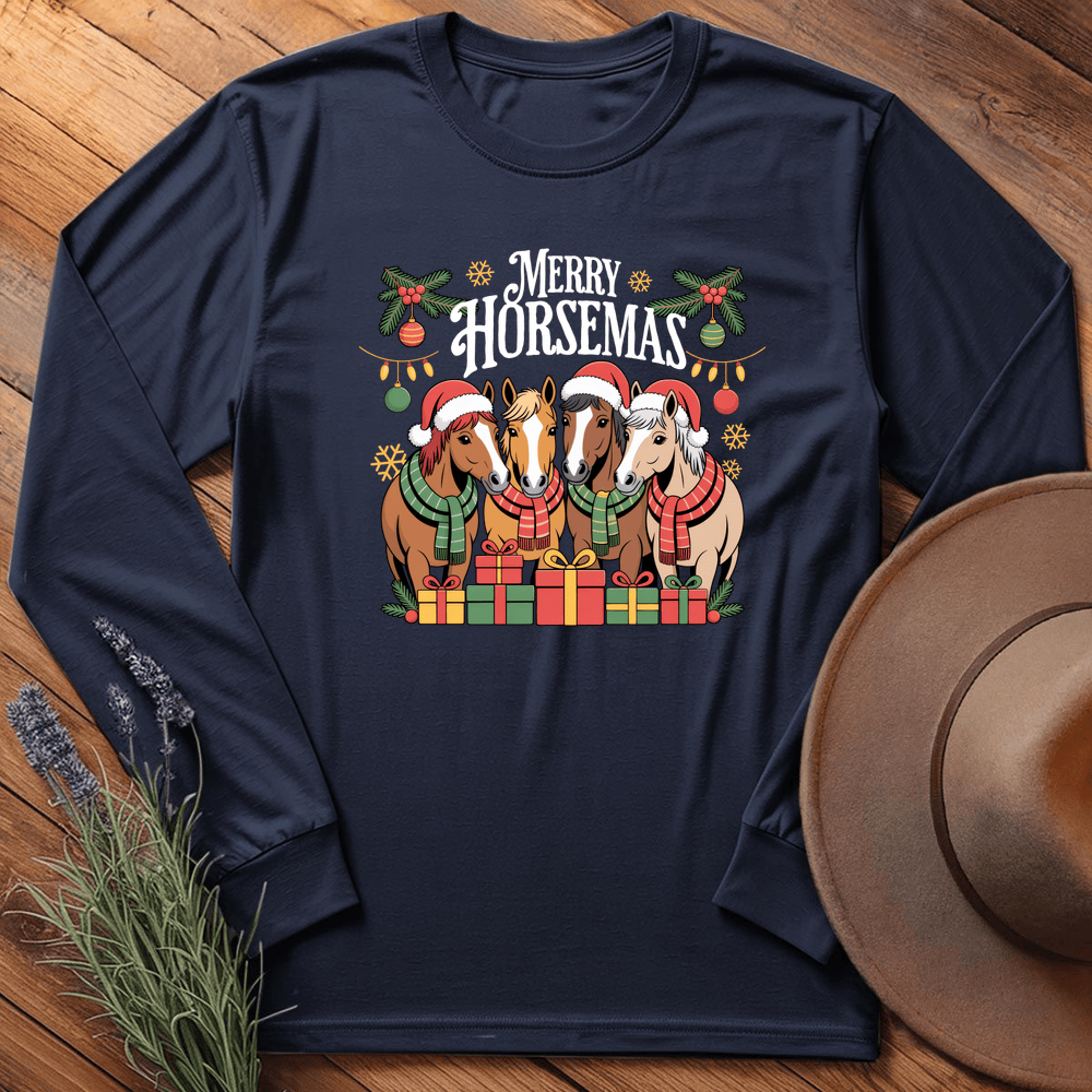Merry Horsemas - Long Sleeve - Navy