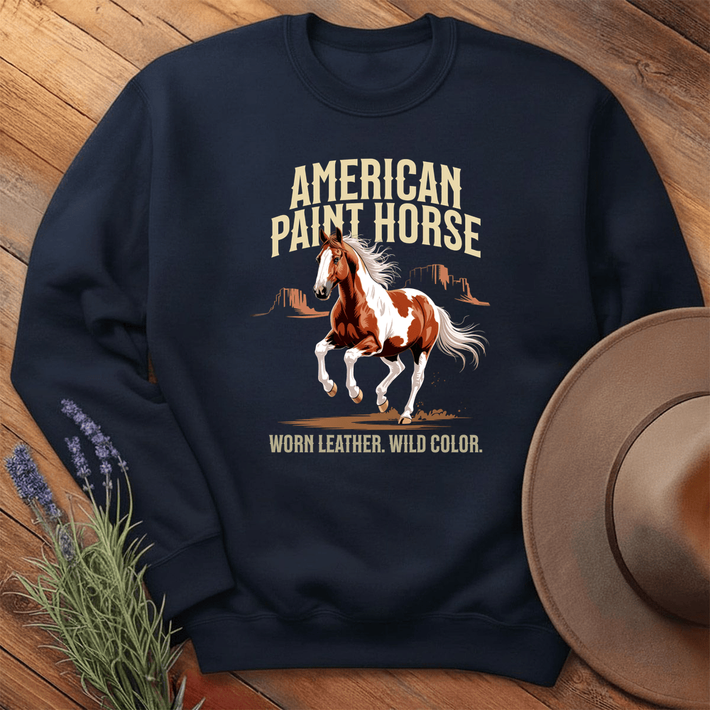 Breed Spirit, American Paint Horse - Sweatshirt - Navy