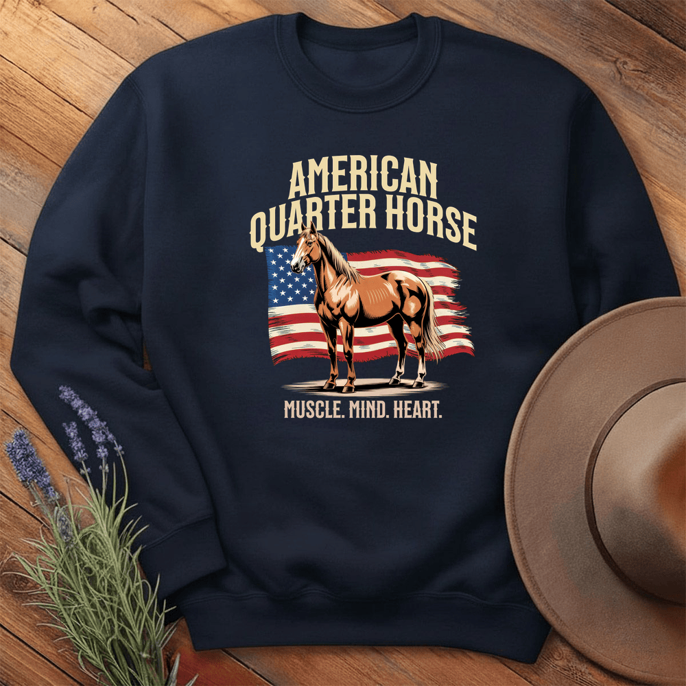 Breed Spirit, American Quarter Horse - Sweatshirt - Navy