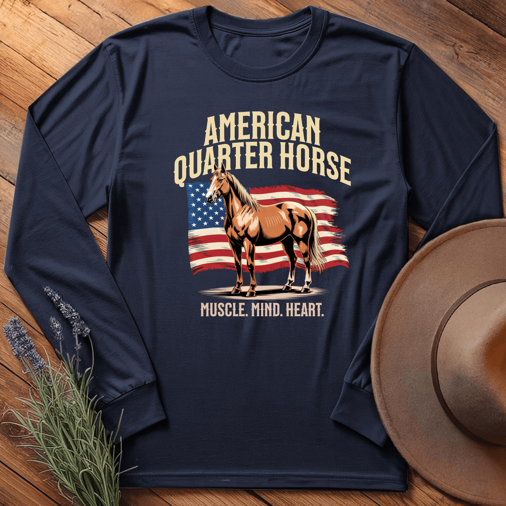 Breed Spirit, American Quarter Horse - Long Sleeve - Navy
