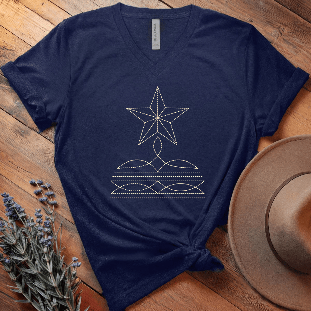 Stitching Star - V-neck - Navy