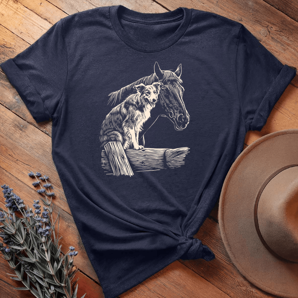 Vintage Horse & Dog 1 - Navy