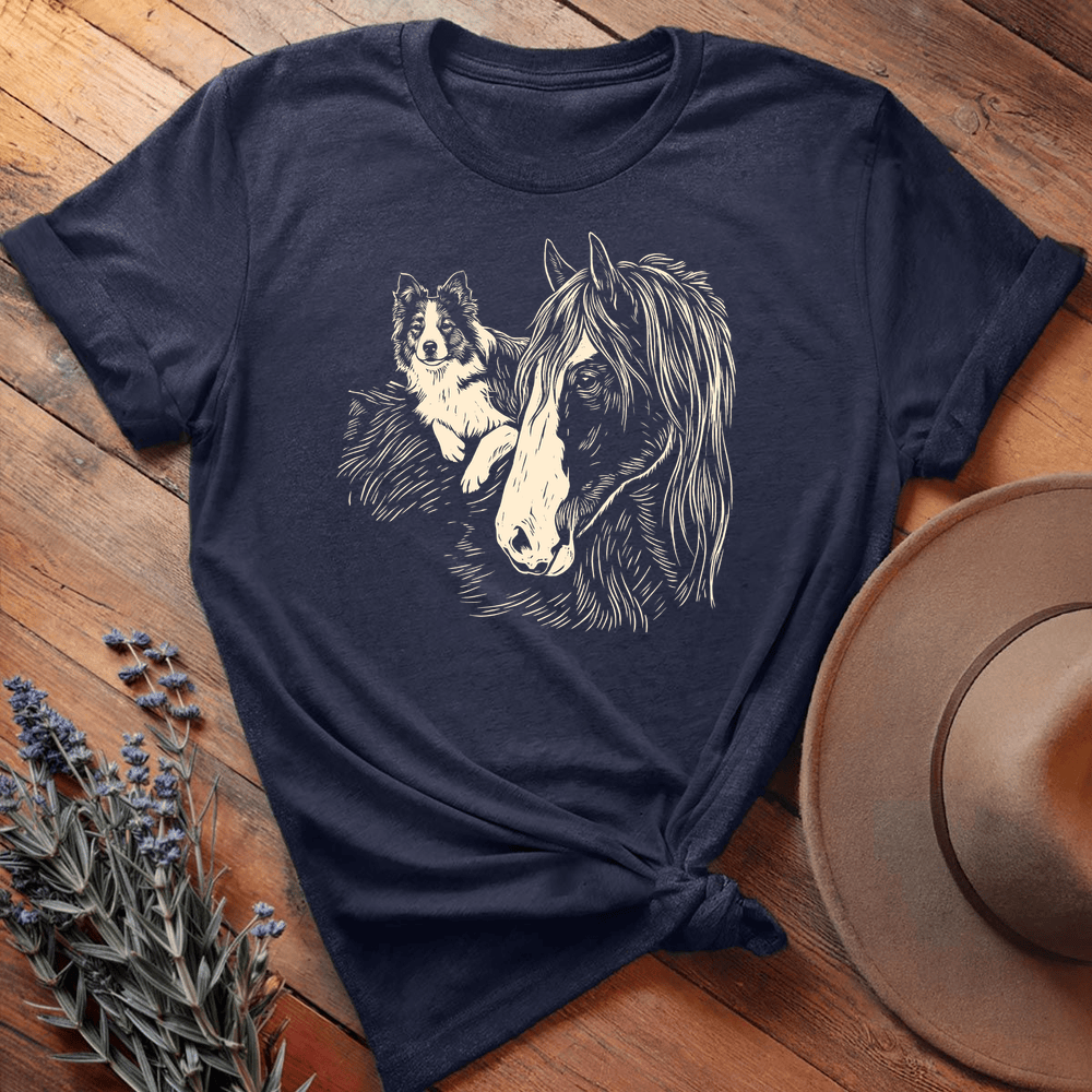 Vintage Horse & Dog 2 - Navy