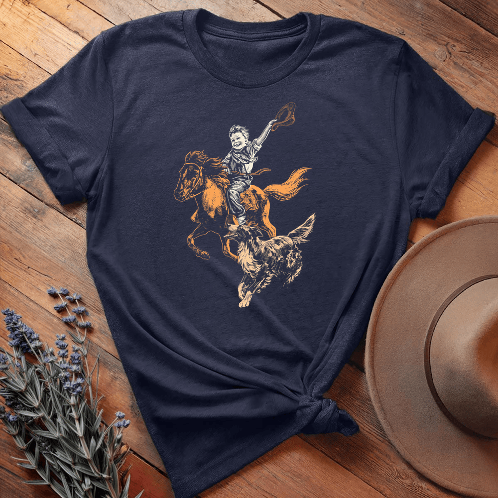 Vintage Horse, Dog &  Boy - Navy