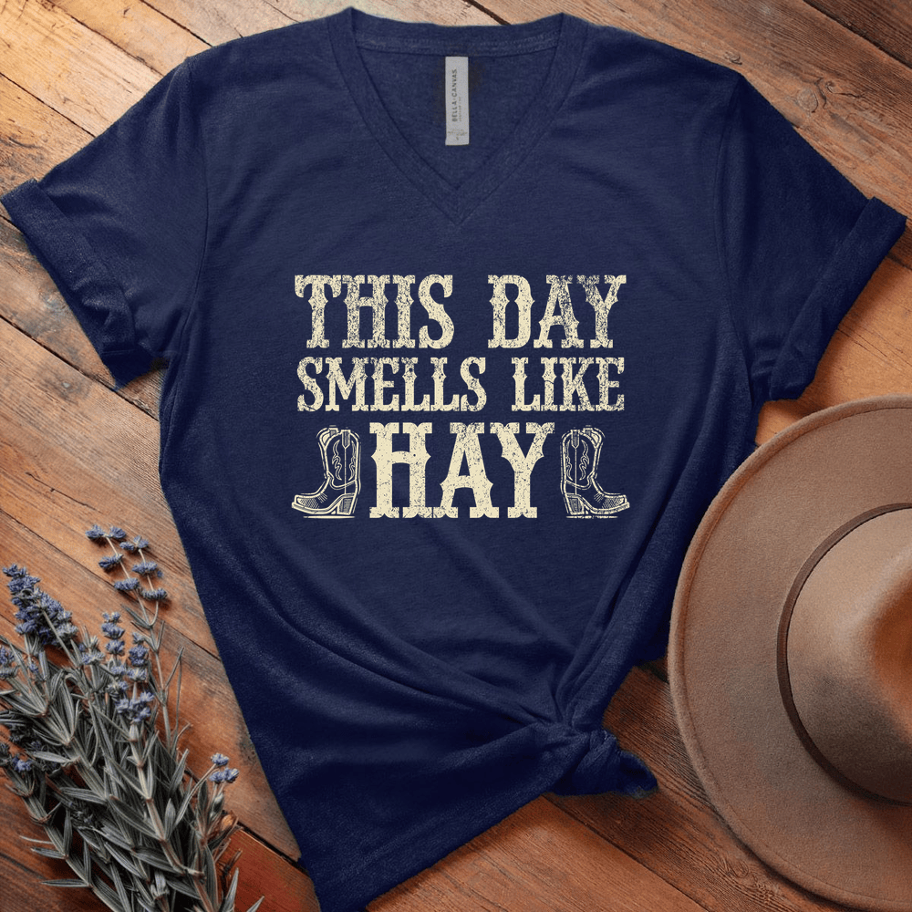 This Day Smells Like Hay - V-neck - Navy
