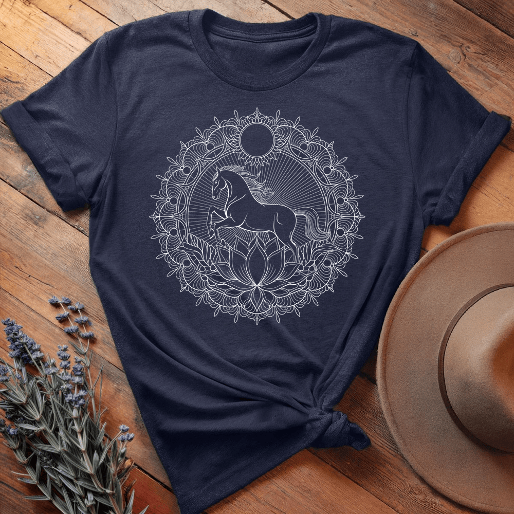 Mandala Horse T-shirt - Premium Lightweight Tee - Navy