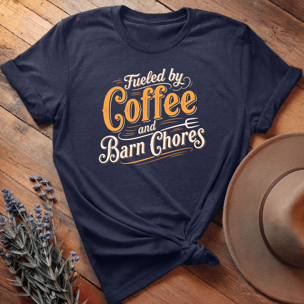 Fueled by Coffee and Barn Chores - Premium Lightweight Tee - Navy