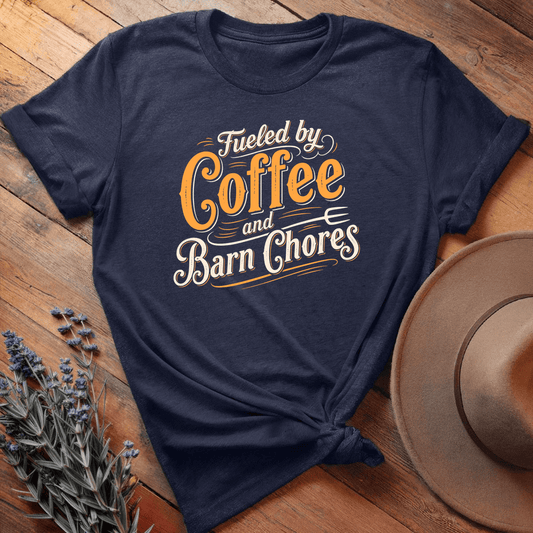 Fueled by Coffee and Barn Chores - Premium Lightweight Tee - Navy
