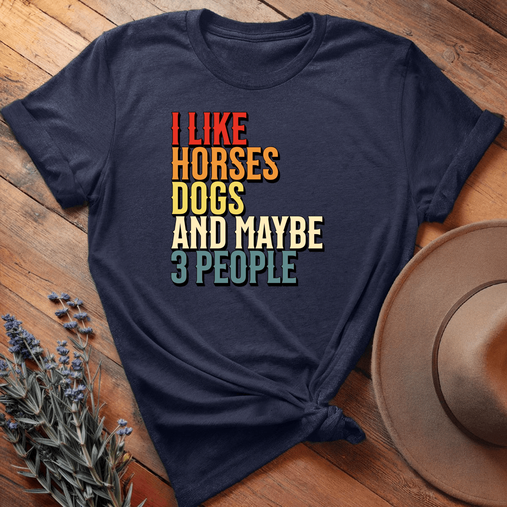 I like Horses and... - Premium Lightweight Tee - Navy