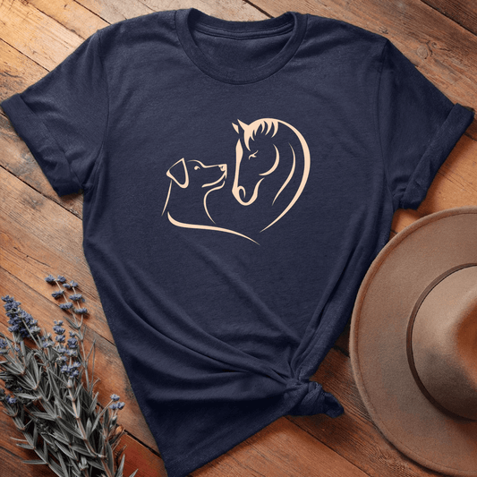 Horse & Dog Love - Premium Lightweight Tee - Navy