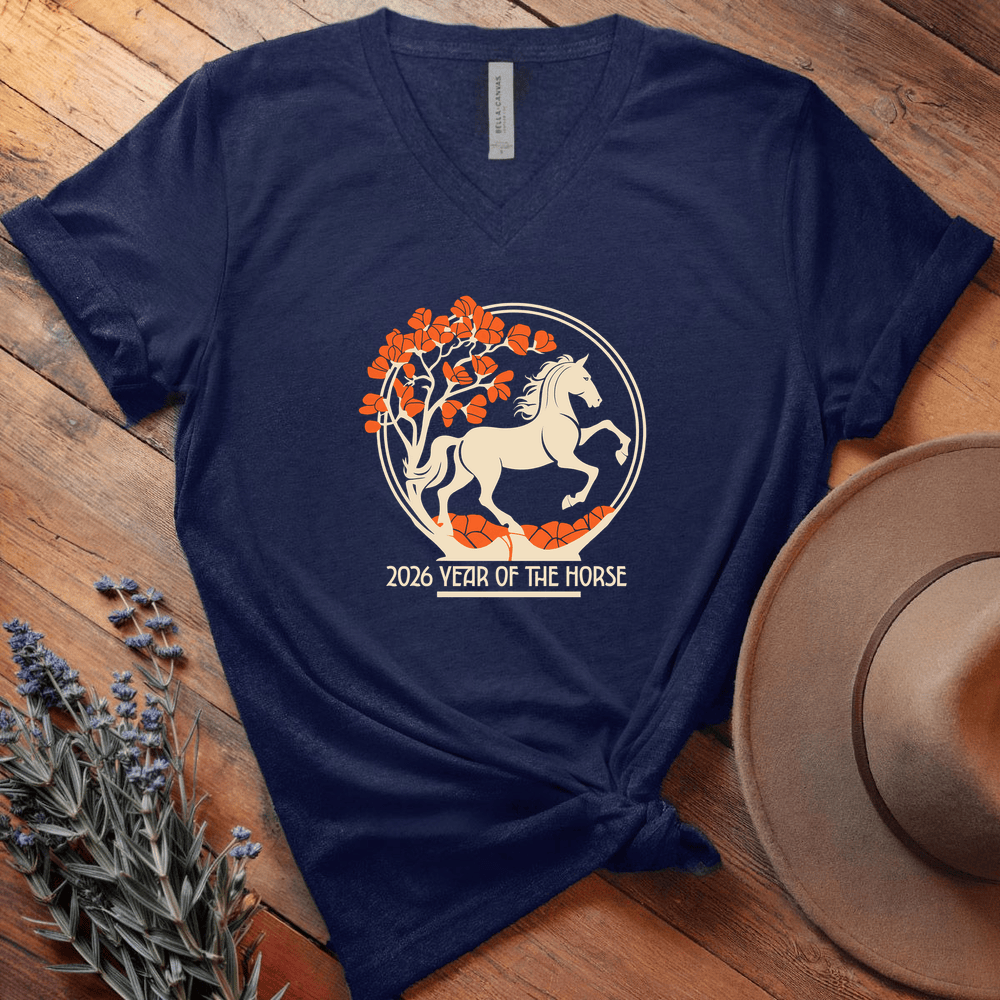 Year Of The Horse 8 - V-neck - Navy