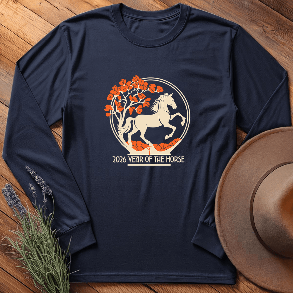 Year Of The Horse 8 - Long Sleeve - Navy