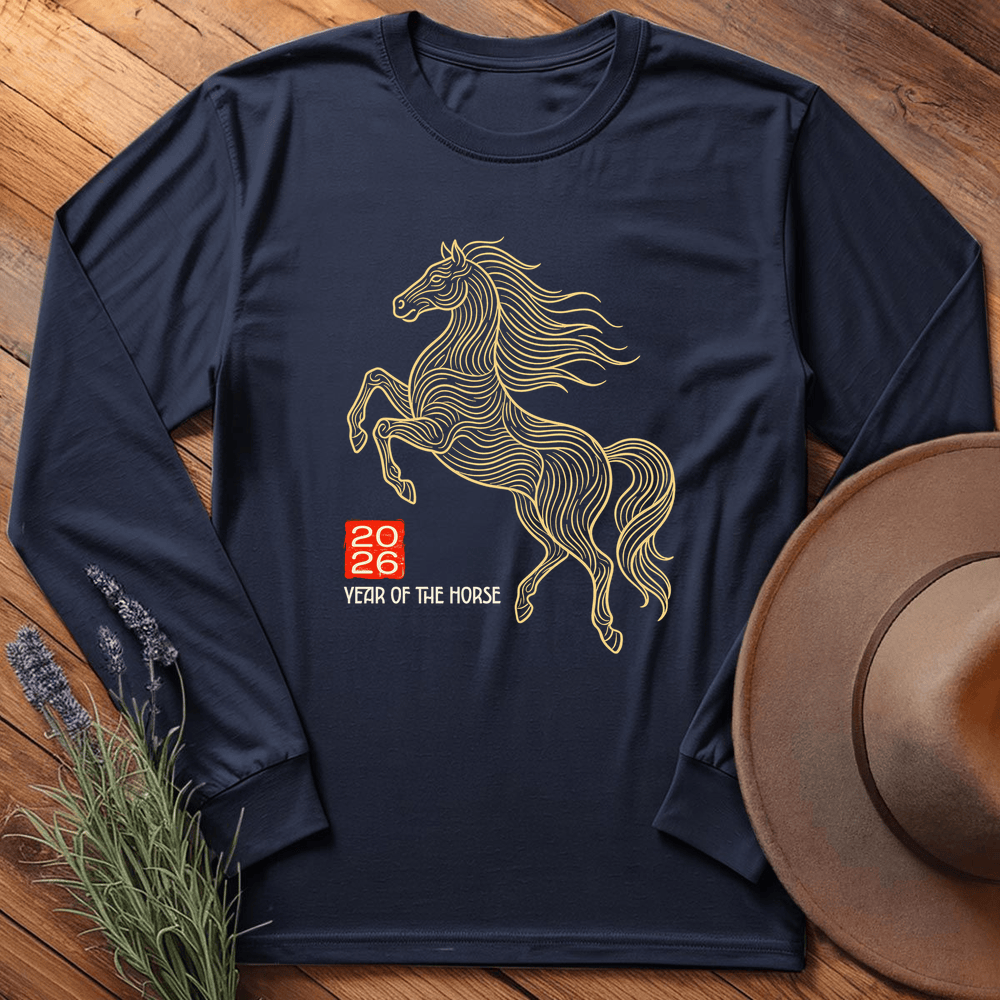 Year Of The Horse 7 - Long Sleeve - Navy