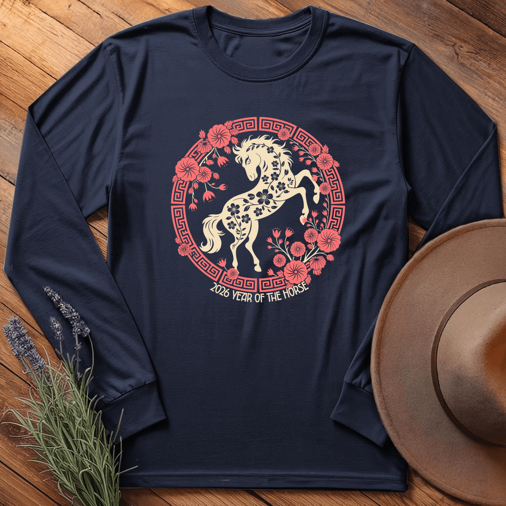 Year Of The Horse 9 - Long Sleeve - Navy