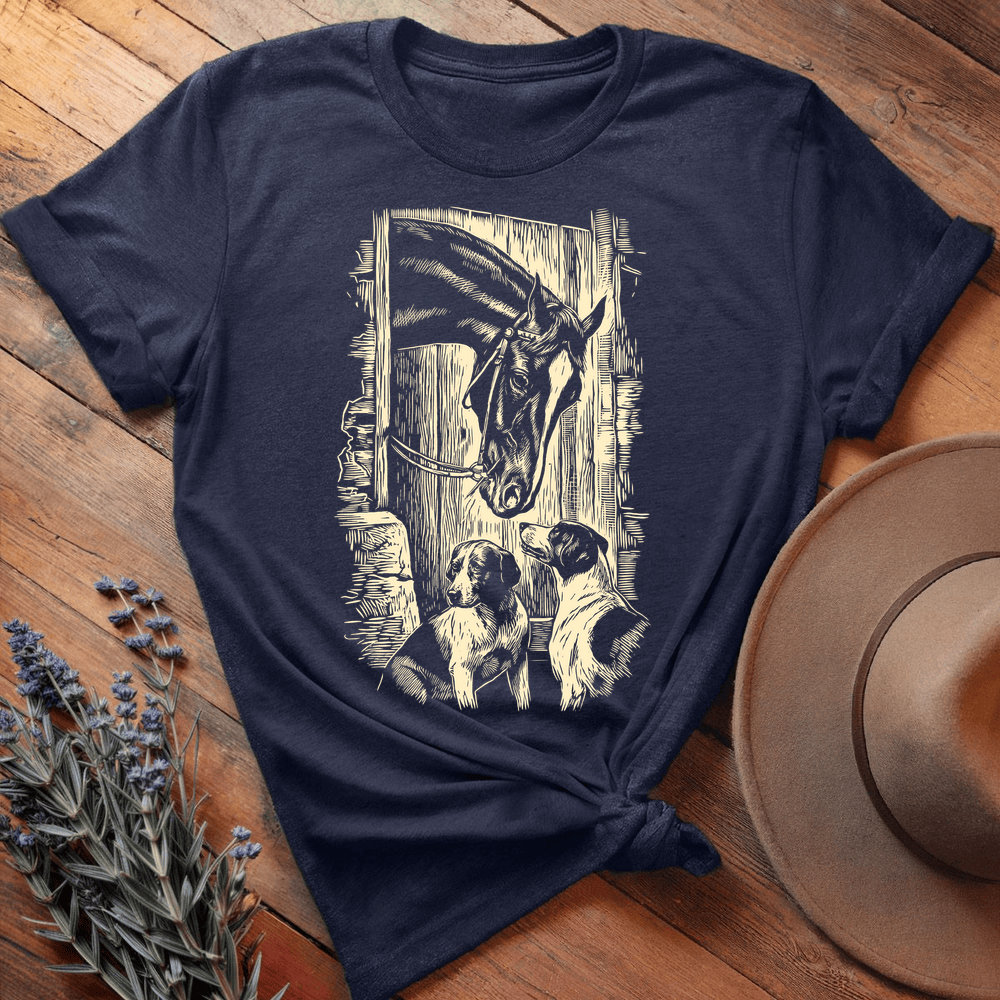 Vintage Horse Dog 3 - Premium Lightweight Tee - Navy