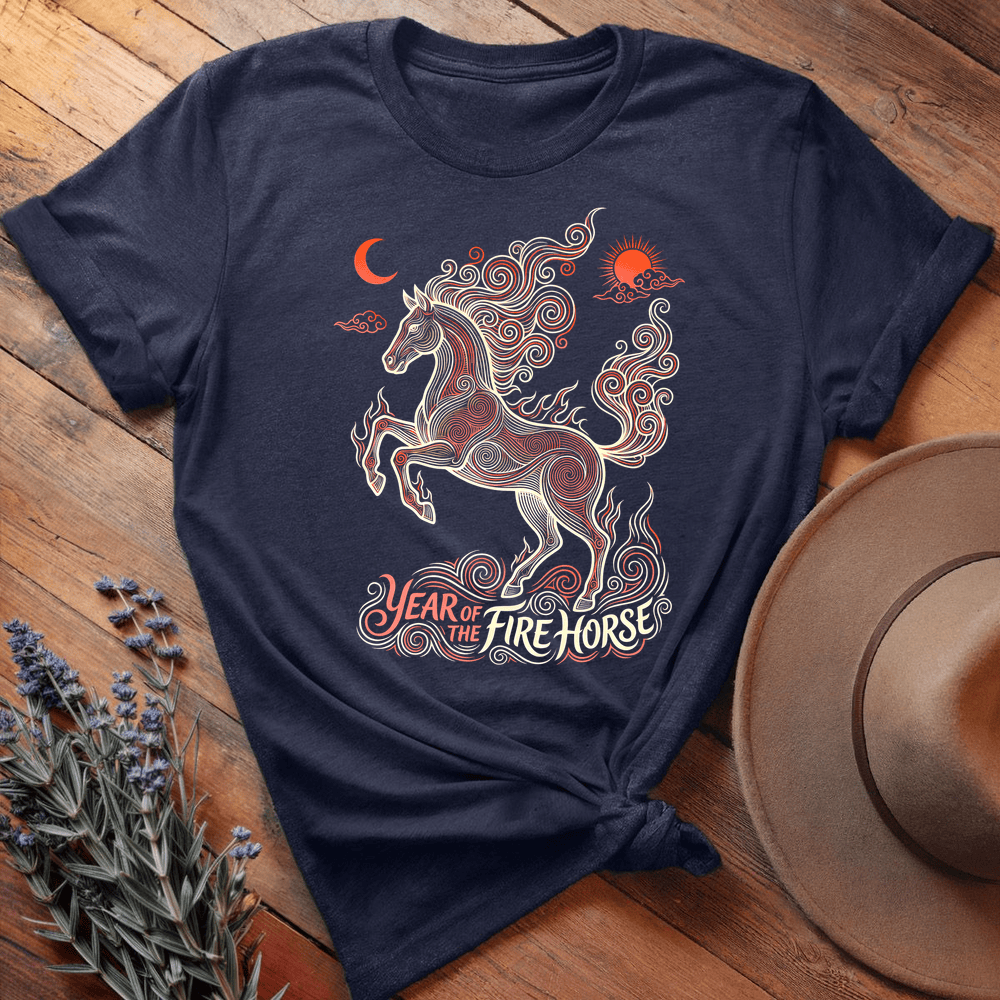 Year Of The Fire Horse 11 - Premium Lightweight Tee - Navy