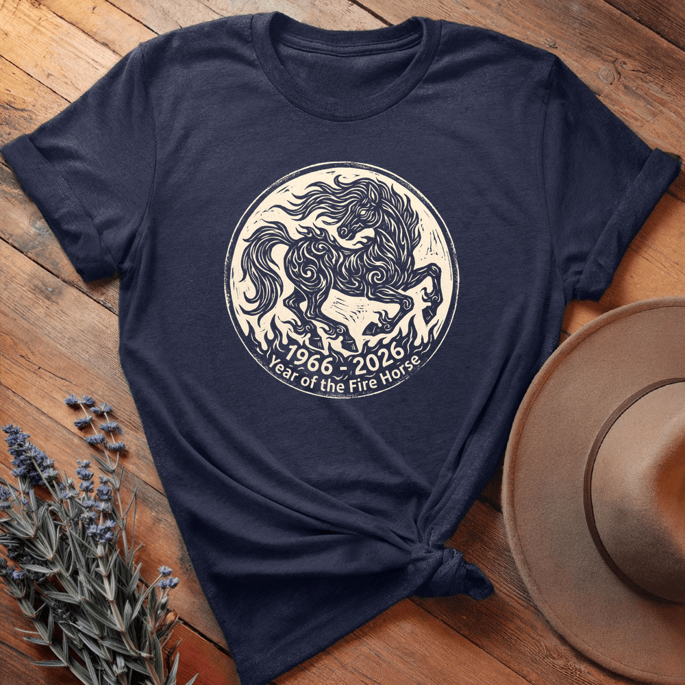 Year Of The Fire Horse 3 - Premium Lightweight Tee - Navy