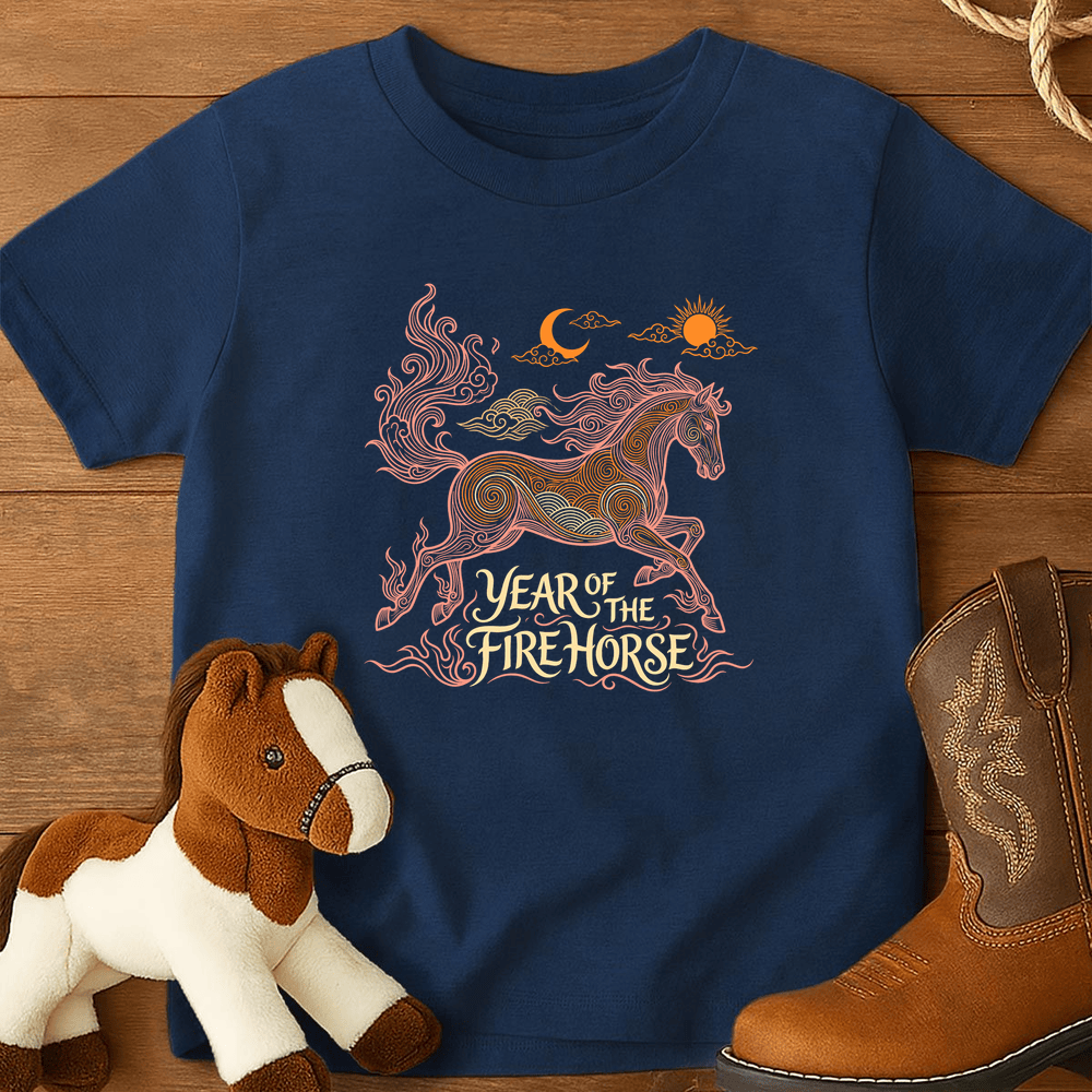 Year Of The Fire Horse 12 - Youth Shirt - Navy
