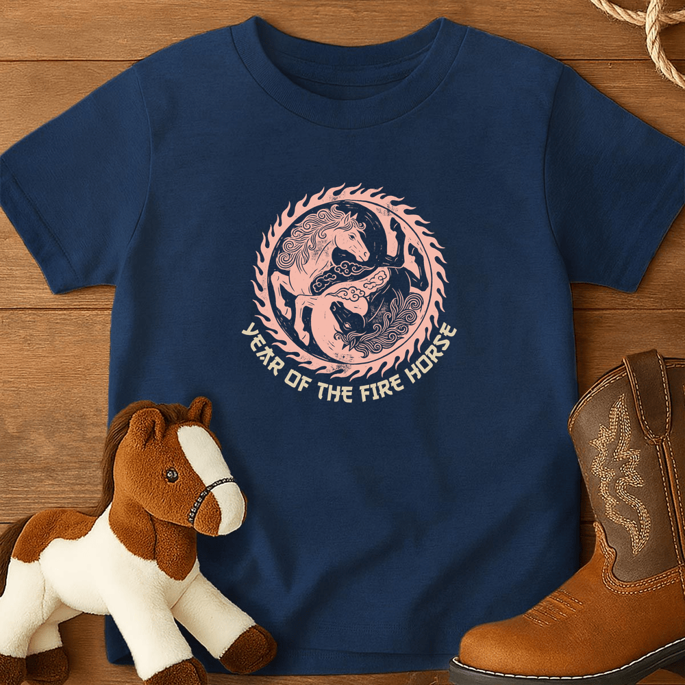 Year Of The Fire Horse 7 - Youth Shirt - Navy